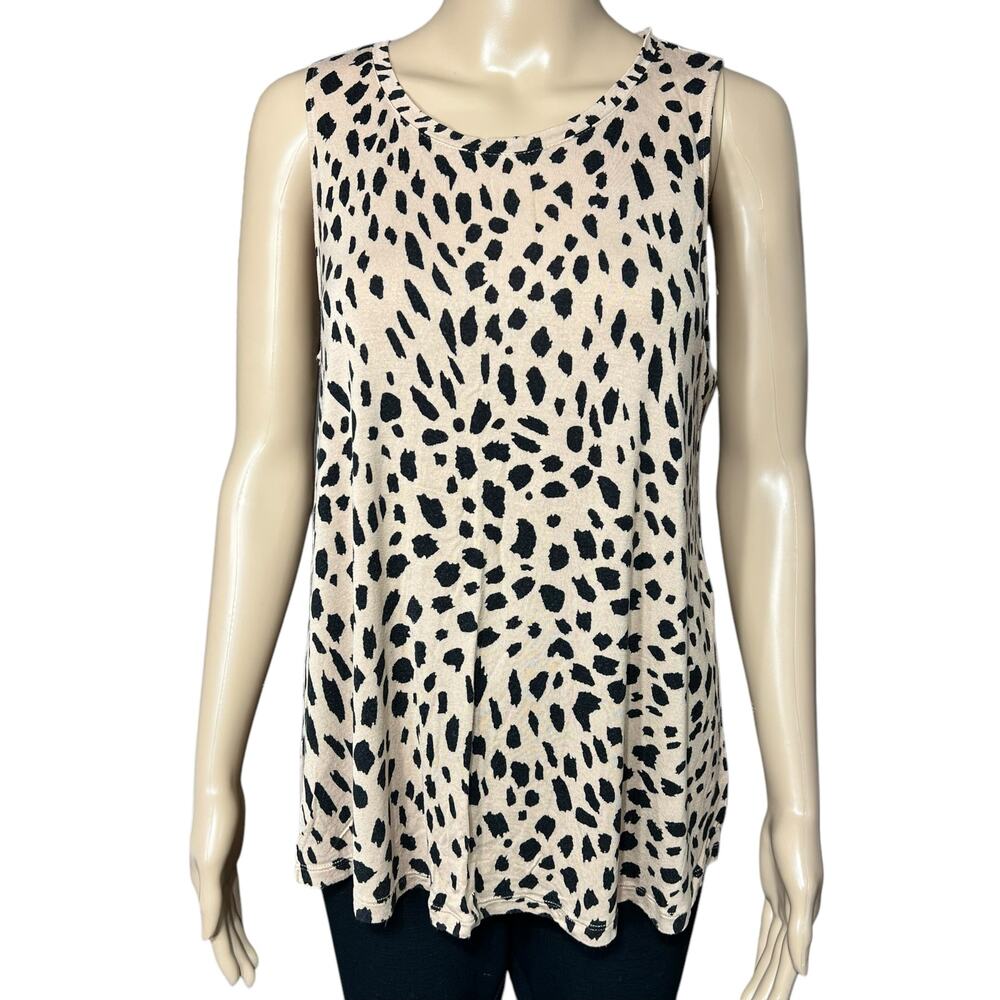 Apt 9 Animal Print Swing Tank Top Womens Medium Beige Black Sleeveless Tunic